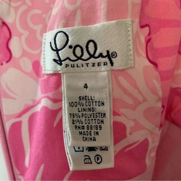 LILLY PULITZER Old World Charm Shell Pink Rylan Dress Vintage White Label 4 - Picture 13 of 16